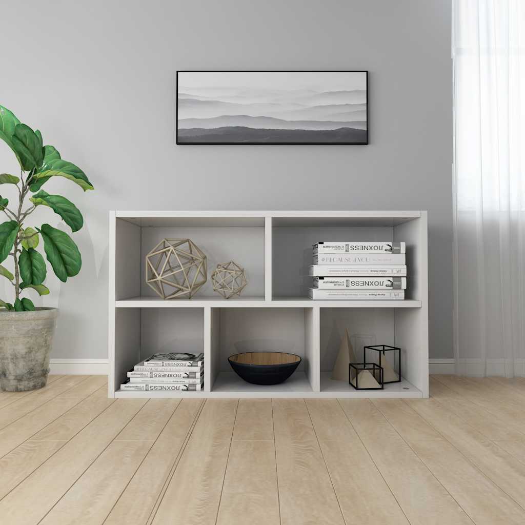 Ραφιέρα / Βιβλιοθήκη Γυαλιστερό Λευκό 50x25x80 εκ. Επεξ. Ξύλο
