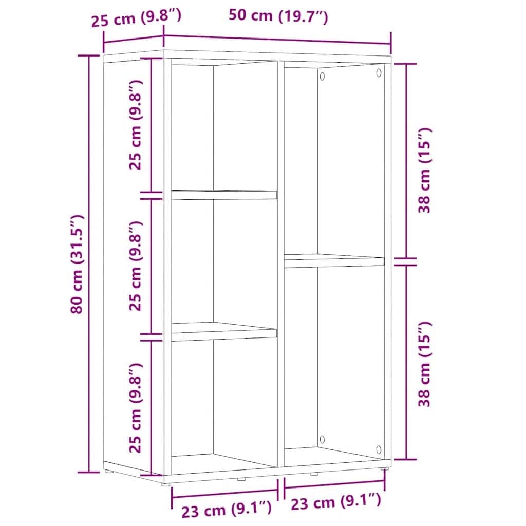 Ραφιέρα / Βιβλιοθήκη Γυαλιστερό Λευκό 50x25x80 εκ. Επεξ. Ξύλο