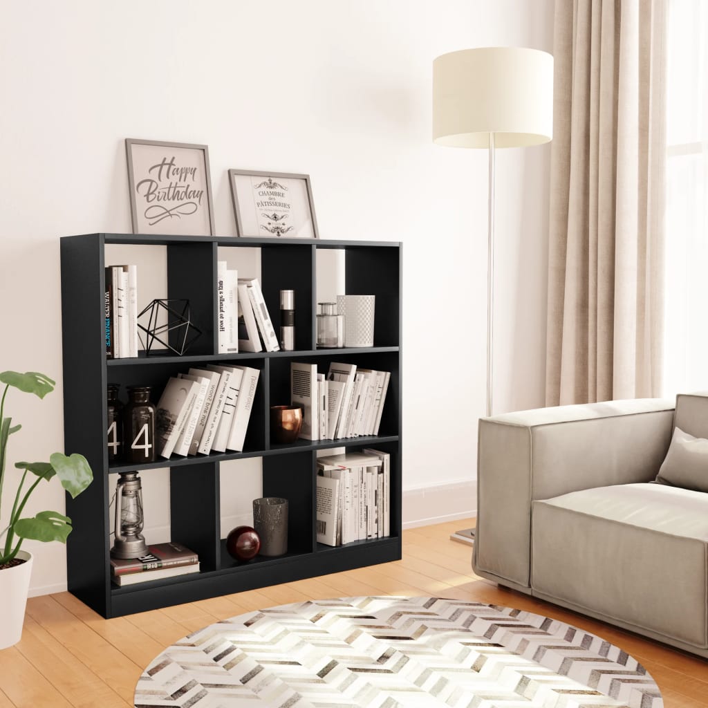 Βιβλιοθήκη Μαύρη 97,5 x 29,5 x 100 εκ. από Επεξ. Ξύλο - Pakobazaar