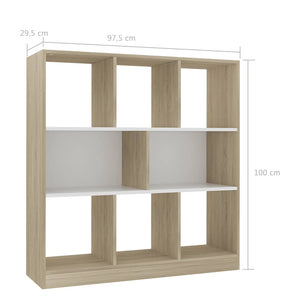 Βιβλιοθήκη Λευκή/Sonoma Δρυς 97,5x29,5x100 εκ. από Επεξ. Ξύλο
