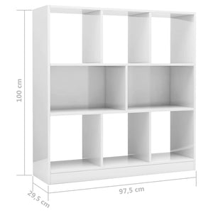 Βιβλιοθήκη Γυαλιστερό Λευκό 97,5x29,5x100 εκ. από Επεξ. Ξύλο
