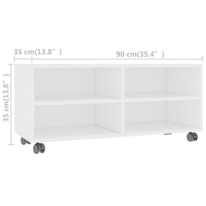 Έπιπλο Τηλεόρασης με Ρόδες Λευκό 90x35x35 εκ. από Επεξ. Ξύλο - Pakobazaar