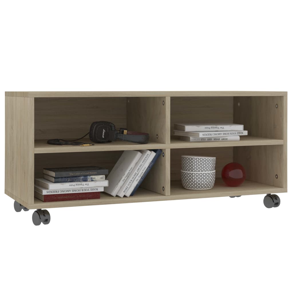 Έπιπλο Τηλεόρασης με Ρόδες Sonoma Δρυς 90x35x35 εκ. Επεξ. Ξύλο