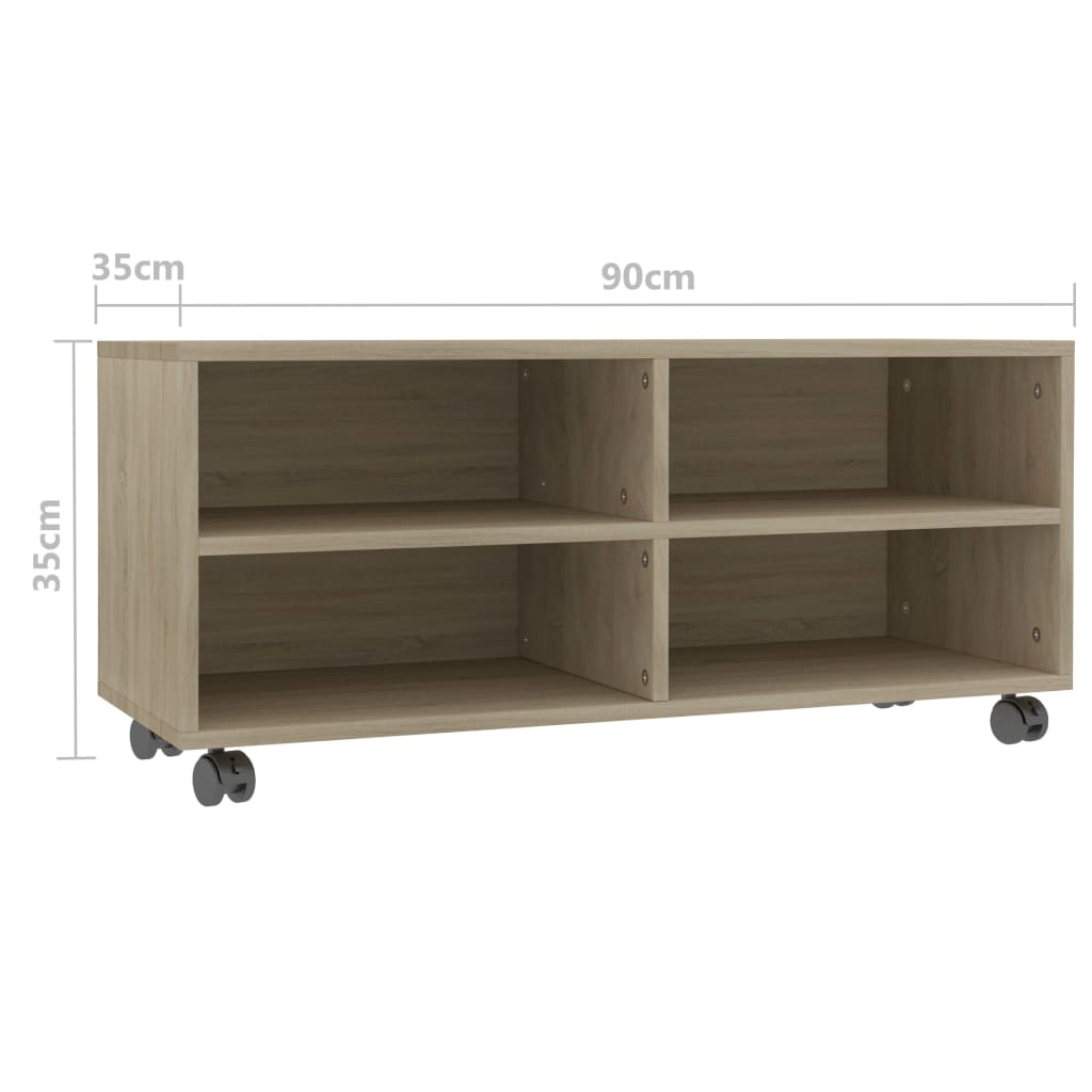 Έπιπλο Τηλεόρασης με Ρόδες Sonoma Δρυς 90x35x35 εκ. Επεξ. Ξύλο