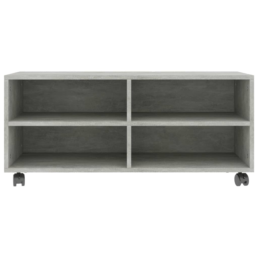 Έπιπλο TV με Ρόδες Γκρι Σκυροδέματος 90x35x35 εκ. Επεξ. Ξύλο