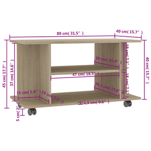 Έπιπλο Τηλεόρασης με Ρόδες Sonoma Δρυς 80x40x45 εκ. Επεξ. Ξύλο - Pakobazaar