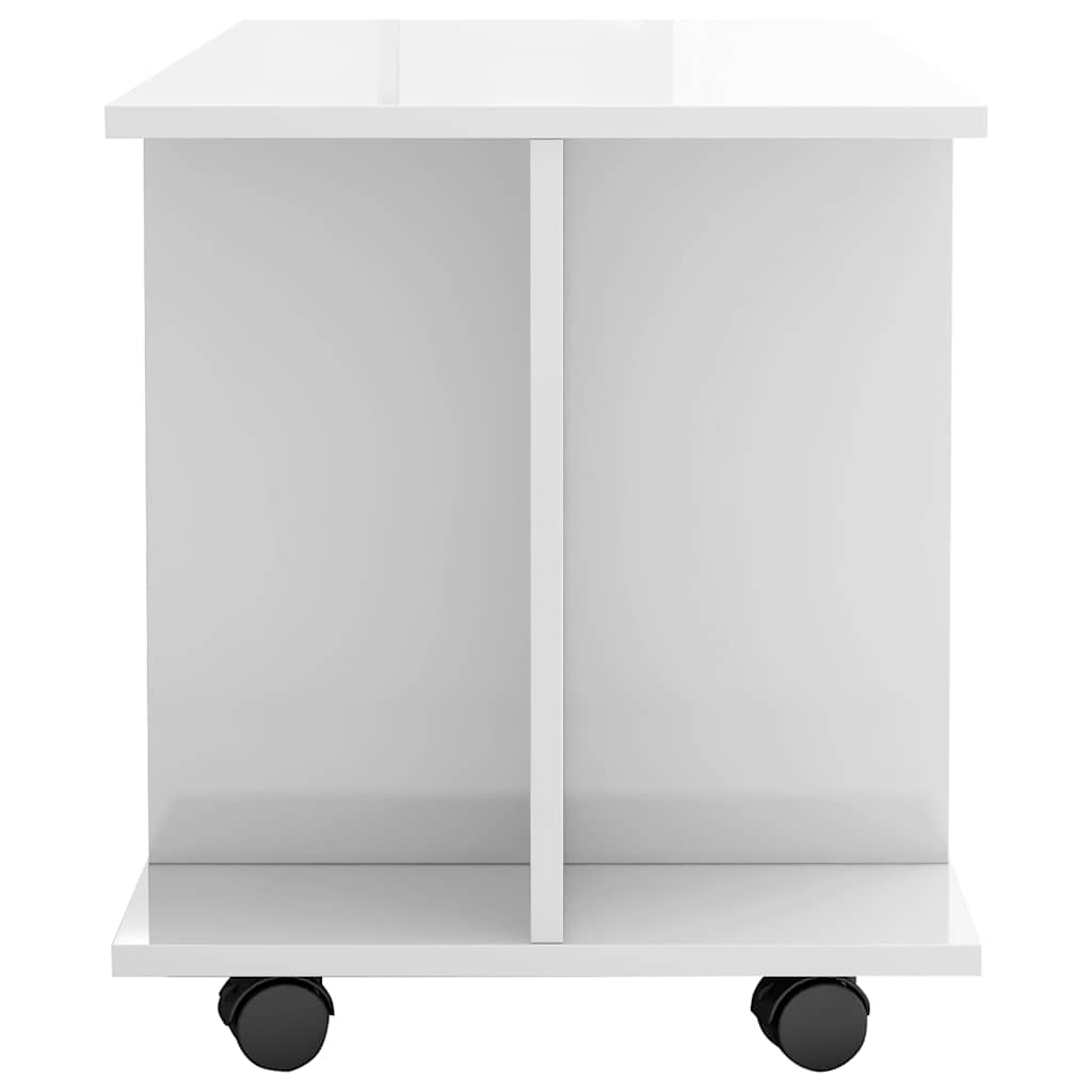 Έπιπλο Τηλεόρασης με Ρόδες Γυαλ. Λευκό 80x40x45 εκ. Επεξ. Ξύλο