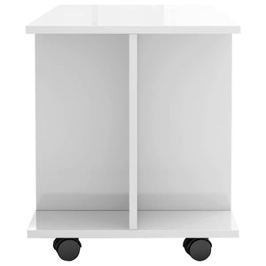 Έπιπλο Τηλεόρασης με Ρόδες Γυαλ. Λευκό 80x40x45 εκ. Επεξ. Ξύλο