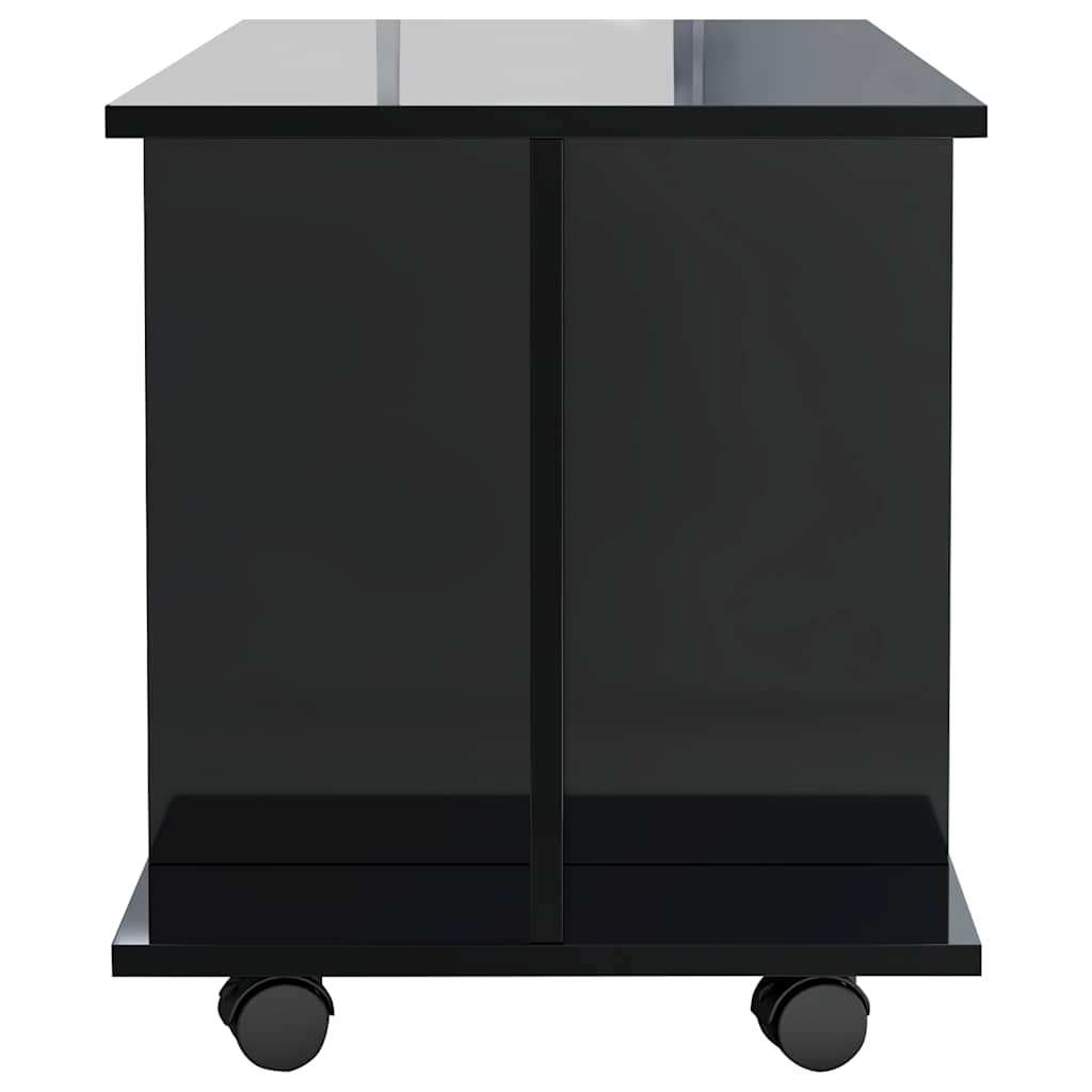 Έπιπλο Τηλεόρασης με Ρόδες Γυαλ. Μαύρο 80x40x40 εκ. Μοριοσανίδα - Pakobazaar