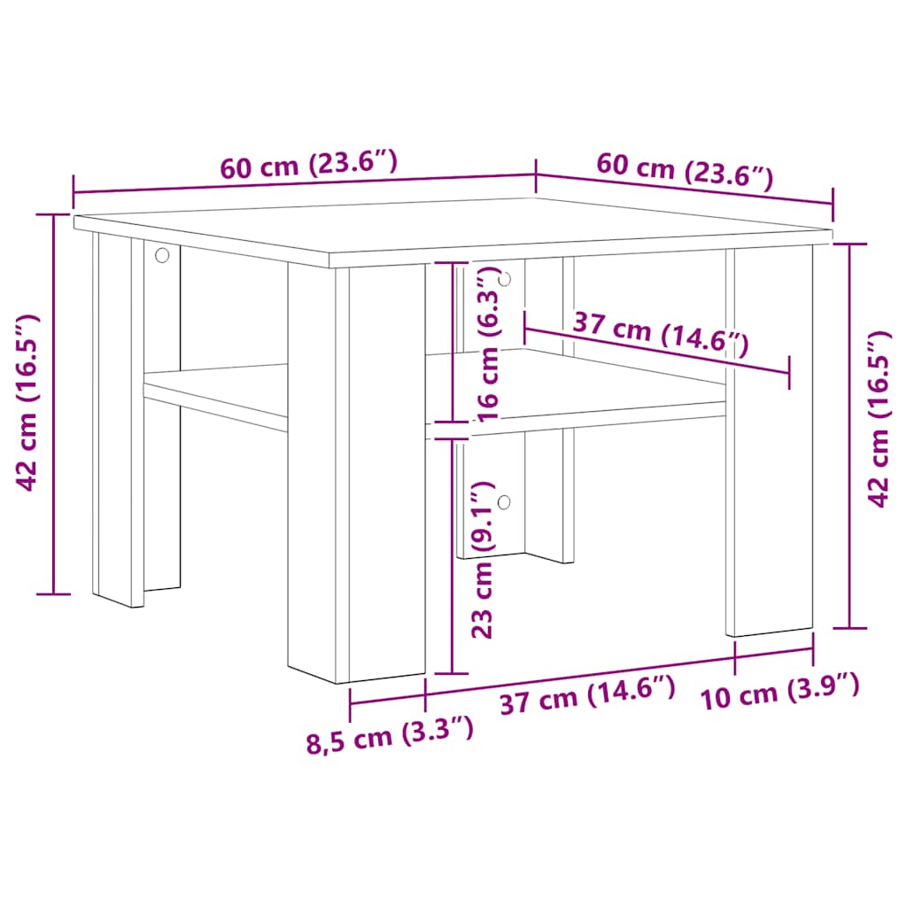 Τραπεζάκι Σαλονιού Μαύρο 60 x 60 x 42 εκ. από Επεξ. Ξύλο