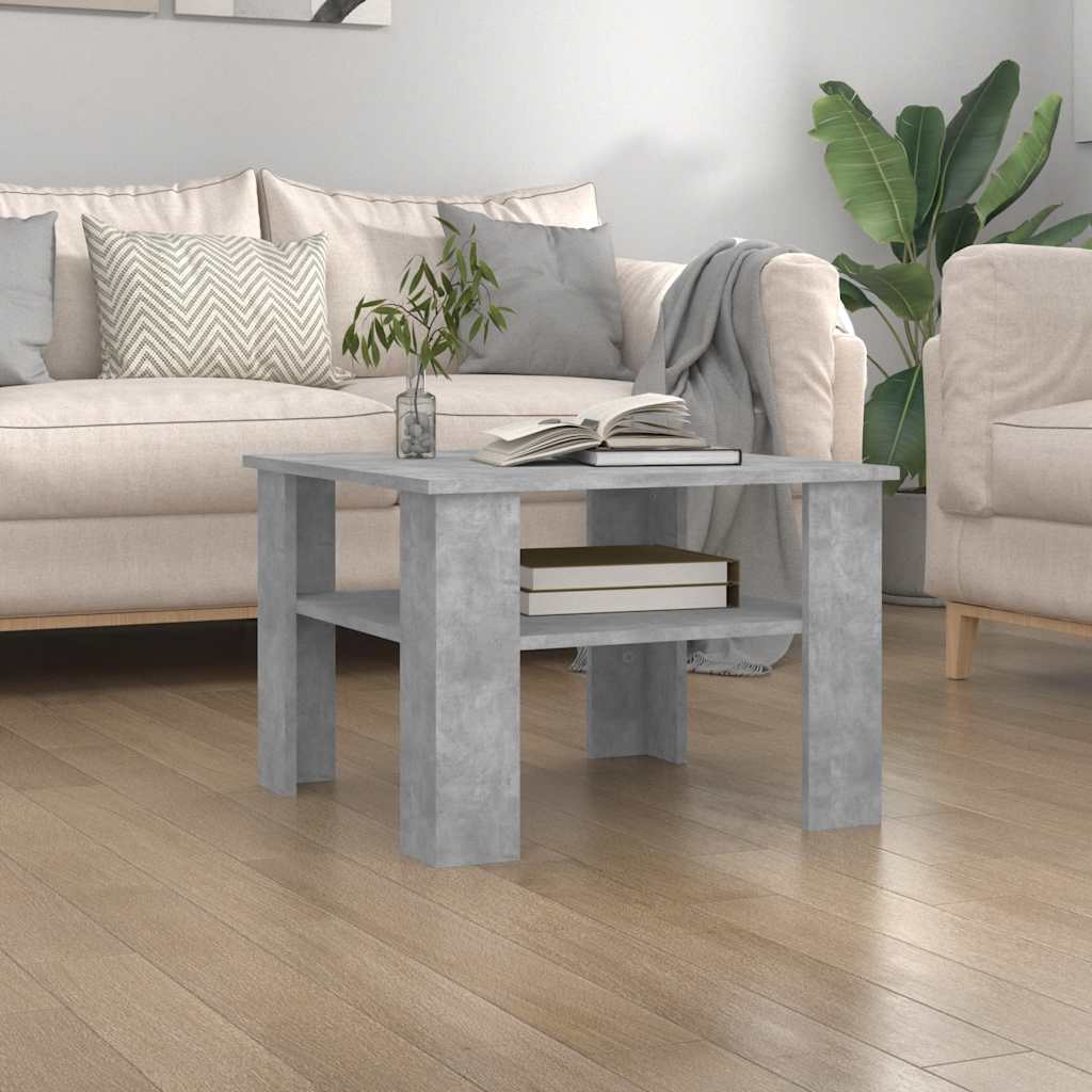 Τραπεζάκι Σαλονιού Γκρι Σκυροδέματος 60x60x42 εκ. Επεξ. Ξύλο - Pakobazaar