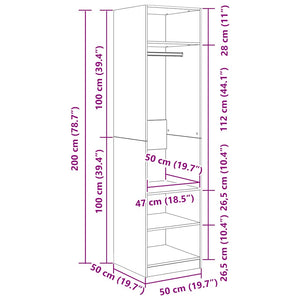 Ντουλάπα Γκρι του Σκυροδέματος 50 x 50 x 200 εκ. Επεξ. Ξύλο