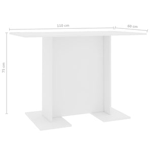 Τραπεζαρία Λευκή 110 x 60 x 75 εκ. από Επεξ. Ξύλο - Pakobazaar