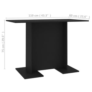 Τραπεζαρία Μαύρη 110 x 60 x 75 εκ. από Επεξ. Ξύλο