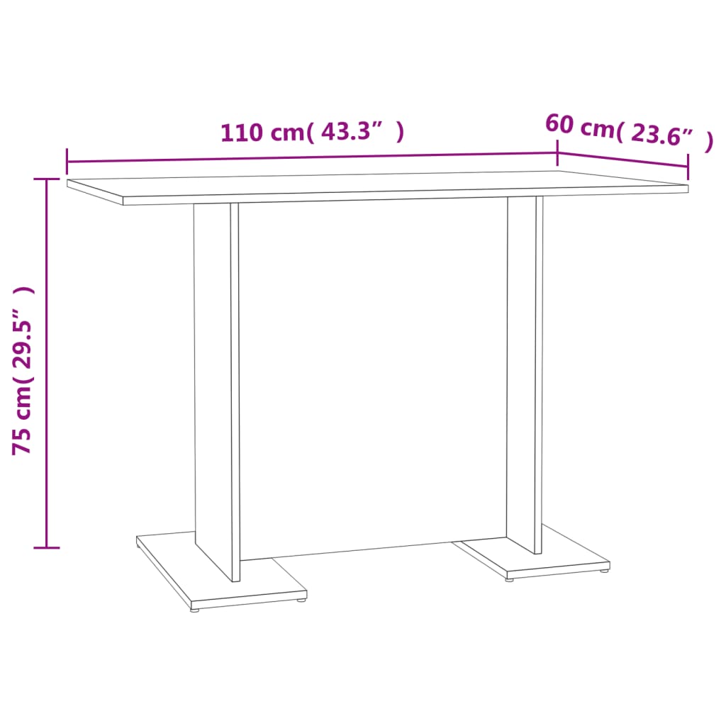 Τραπεζαρία Λευκή / Sonoma Δρυς 110x60x75 εκ. από Μοριοσανίδα