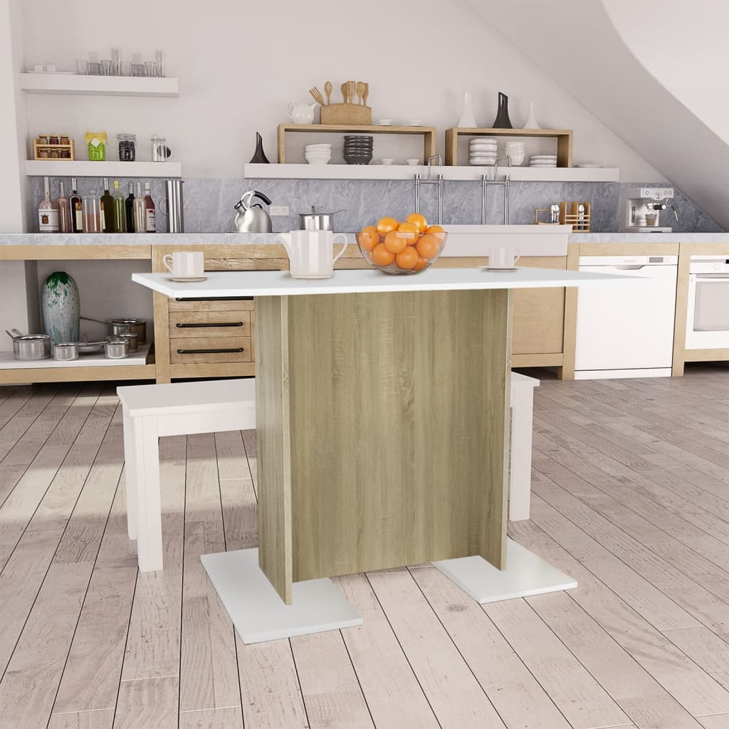 Τραπεζαρία Λευκή / Sonoma Δρυς 110x60x75 εκ. από Μοριοσανίδα