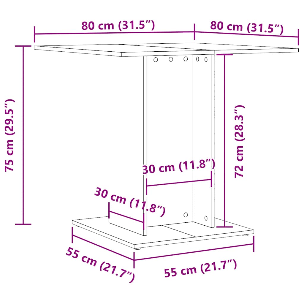 Τραπεζαρία Μαύρη 80 x 80 x 75 εκ. από Επεξ. Ξύλο