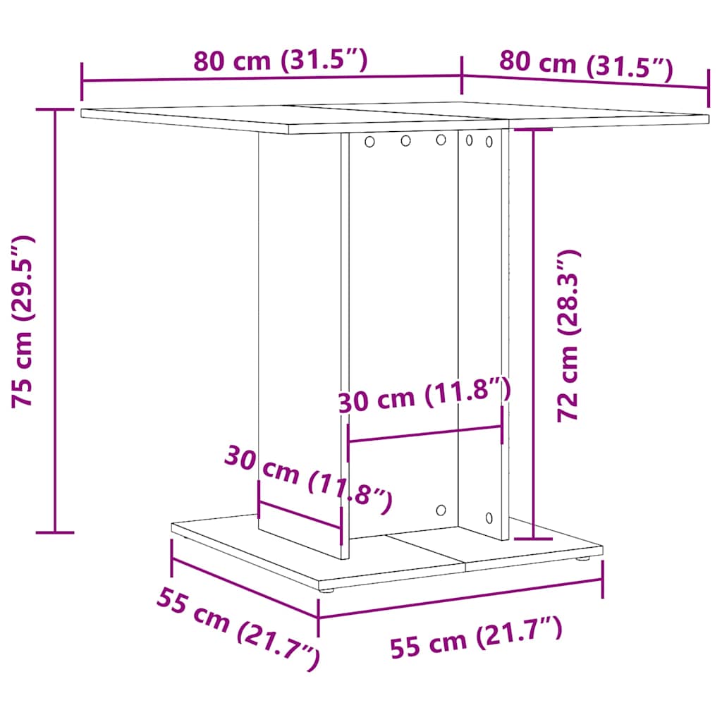 Τραπεζαρία Λευκή / Sonoma Δρυς 80 x 80 x 75 εκ. από Μοριοσανίδα