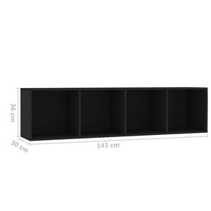 Βιβλιοθήκη/Έπιπλο Τηλεόρασης Μαύρο 143 x 30 x 36 εκ. - Pakobazaar