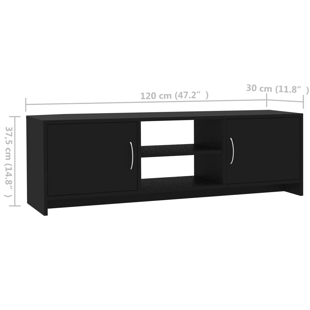 Έπιπλο Τηλεόρασης Μαύρο 120 x 30 x 37,5 εκ. από Μοριοσανίδα