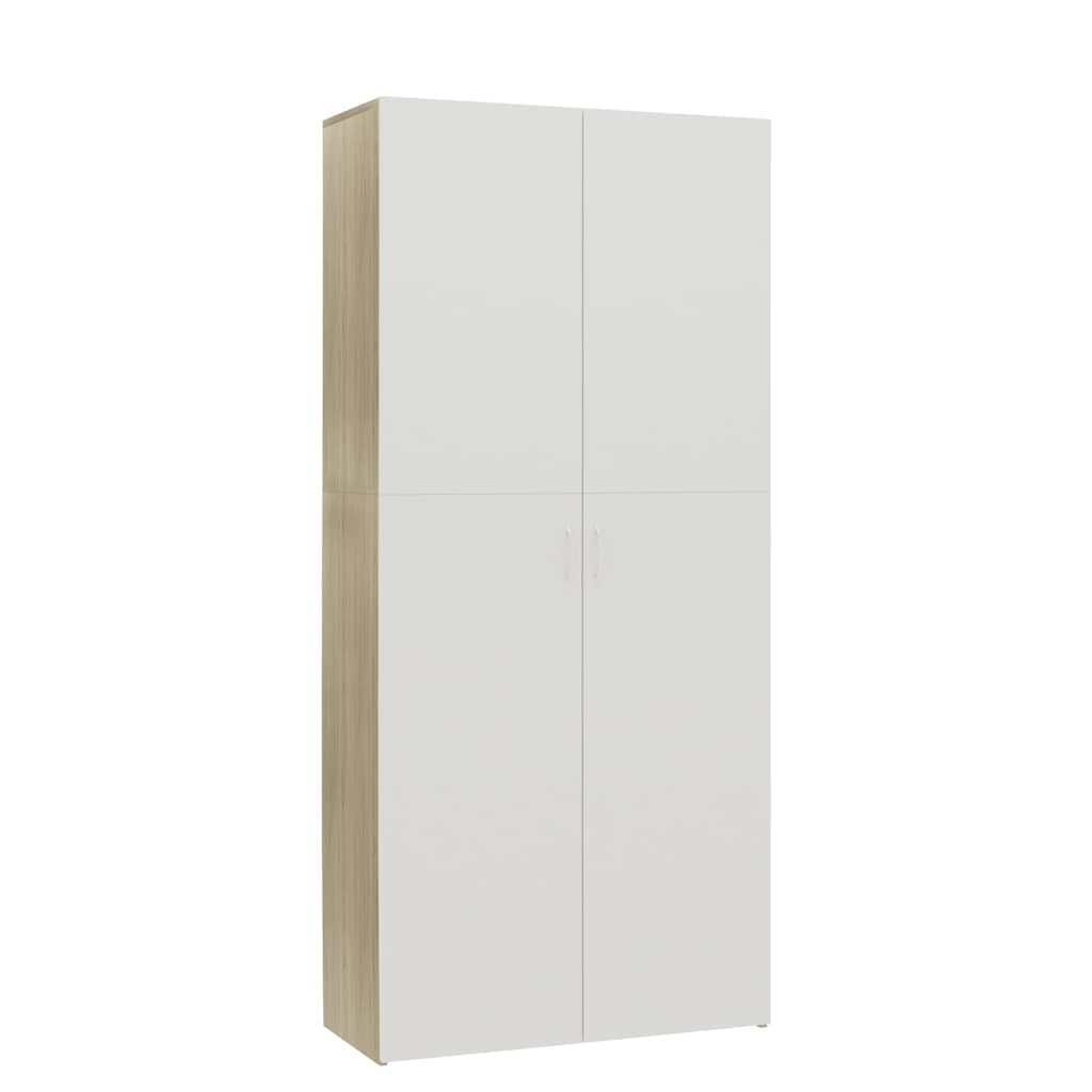 Παπουτσοθήκη Λευκή / Sonoma Δρυς 80x35,5x180 εκ. Επεξ. Ξύλο