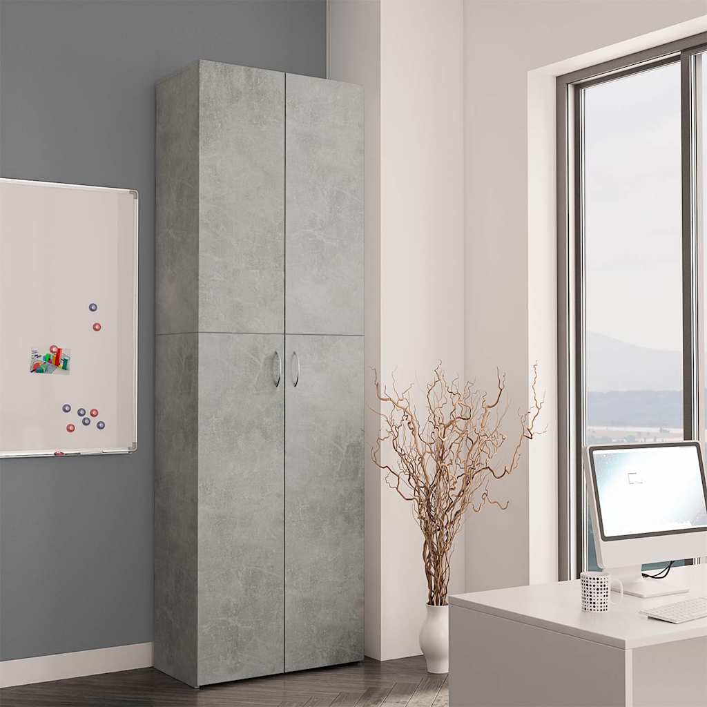 Ντουλάπα Γραφείου Γκρι Σκυροδέματος 60x32x190 εκ. Επεξ. Ξύλο - Pakobazaar