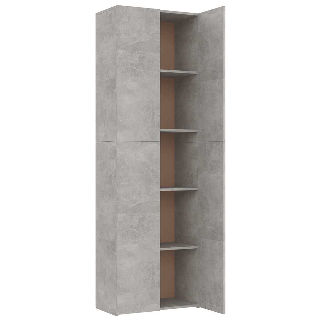 Ντουλάπα Γραφείου Γκρι Σκυροδέματος 60x32x190 εκ. Επεξ. Ξύλο - Pakobazaar