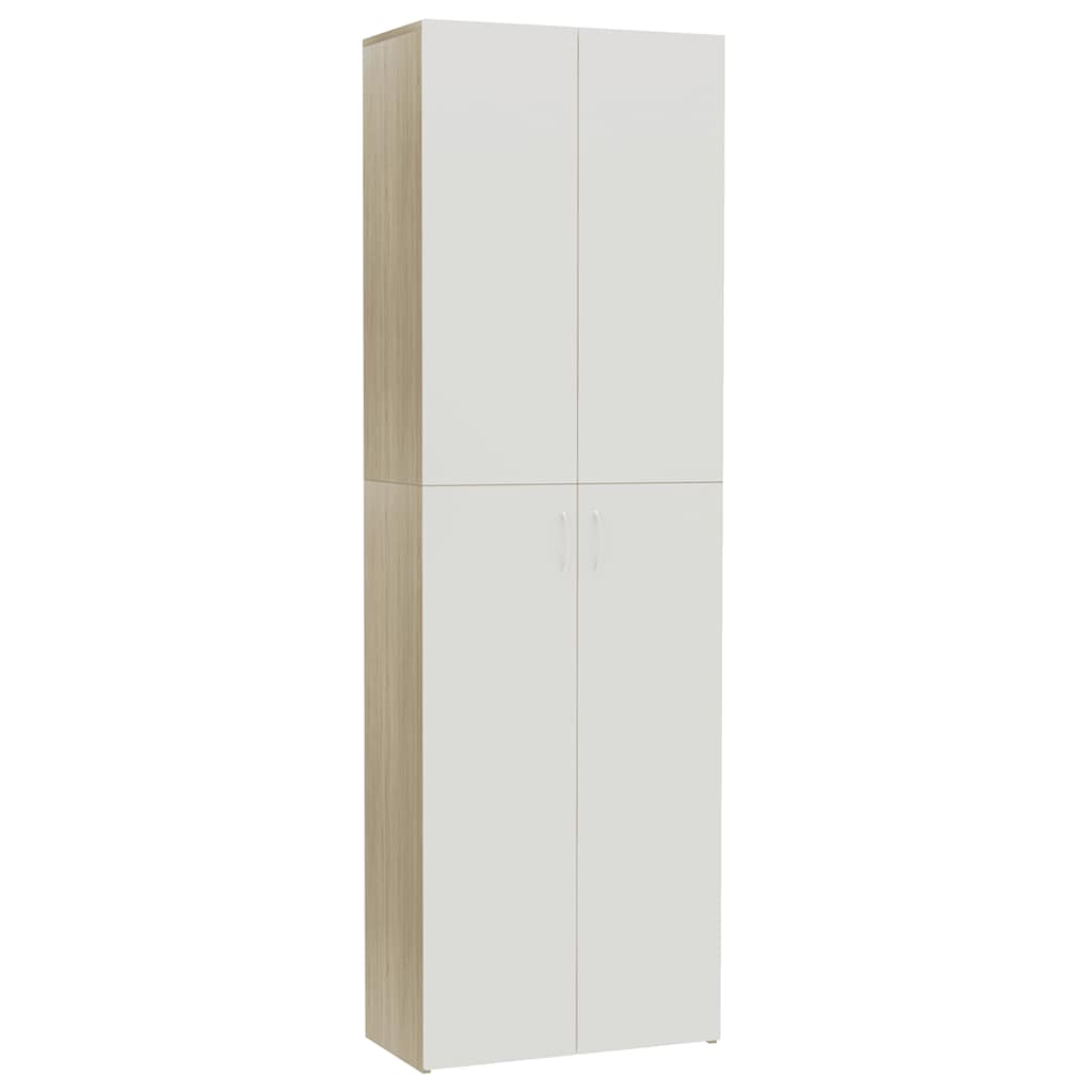 Ντουλάπα Γραφείου Λευκή/Sonoma Δρυς 60x32x190 εκ. Μοριοσανίδα