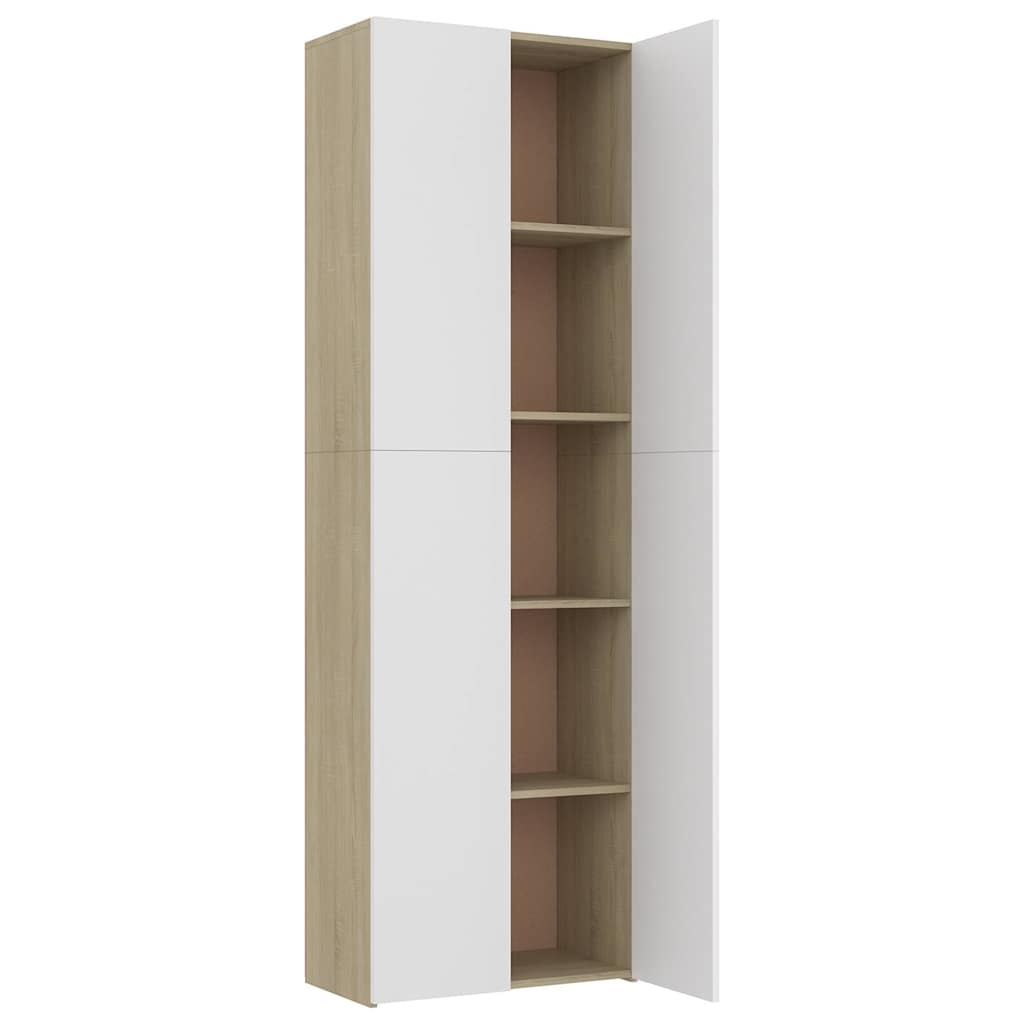 Ντουλάπα Γραφείου Λευκή/Sonoma Δρυς 60x32x190 εκ. Μοριοσανίδα
