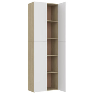 Ντουλάπα Γραφείου Λευκή/Sonoma Δρυς 60x32x190 εκ. Μοριοσανίδα