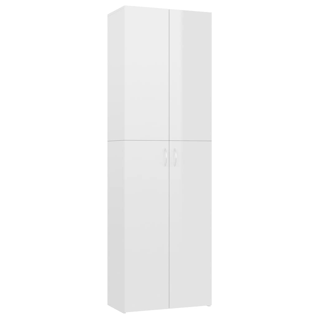 Ντουλάπα Γραφείου Γυαλιστερό Λευκό 60x32x190 εκ. Επεξ. Ξύλο