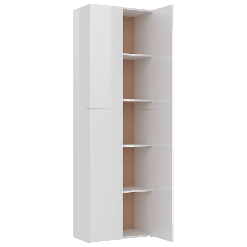Ντουλάπα Γραφείου Γυαλιστερό Λευκό 60x32x190 εκ. Επεξ. Ξύλο