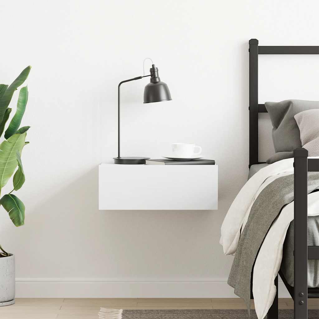 Κομοδίνο Κρεμαστό Λευκό 40 x 30 x 15 εκ. από Επεξεργασμένο Ξύλο