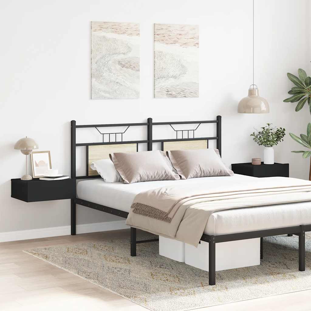 Κομοδίνα Κρεμαστά 2 τεμ. Μαύρα 40x30x15 εκ. από Επεξ. Ξύλο - Pakobazaar