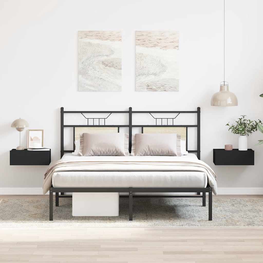 Κομοδίνα Κρεμαστά 2 τεμ. Μαύρα 40x30x15 εκ. από Επεξ. Ξύλο - Pakobazaar