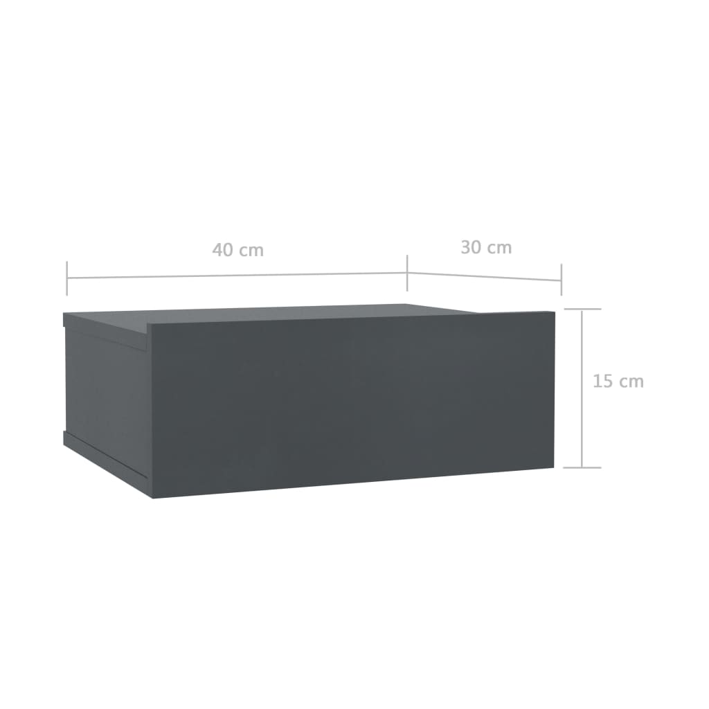 Κομοδίνο Κρεμαστό Γκρι 40 x 30 x 15 εκ. από Επεξεργασμένο Ξύλο