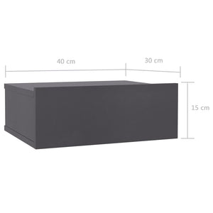 Κομοδίνα Κρεμαστά 2τεμ. Γκρι 40x30x15εκ. από Επεξεργασμένο Ξύλο