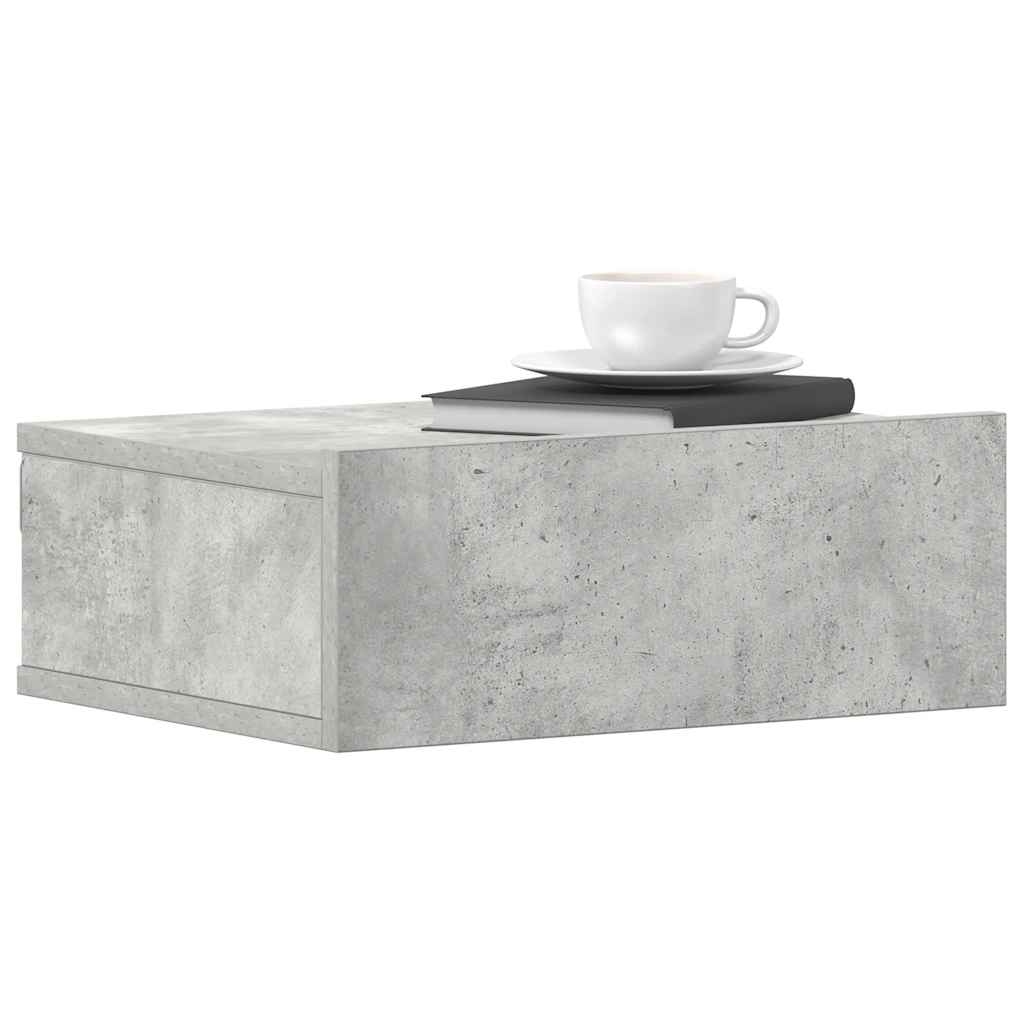 Κομοδίνο Κρεμαστό Γκρι Σκυροδέματος 40x30x15 εκ. από Επεξ. Ξύλο - Pakobazaar