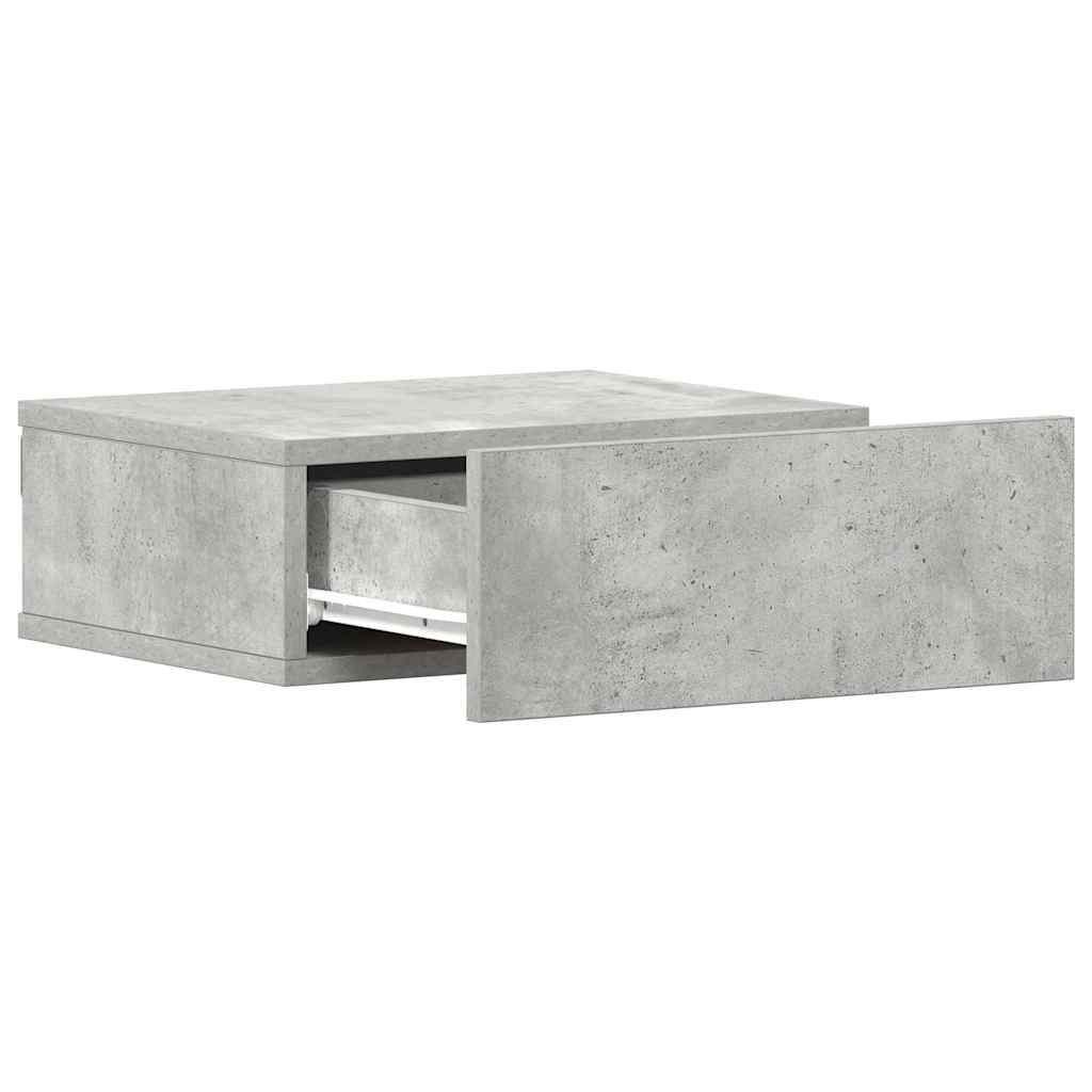 Κομοδίνο Κρεμαστό Γκρι Σκυροδέματος 40x30x15 εκ. από Επεξ. Ξύλο - Pakobazaar