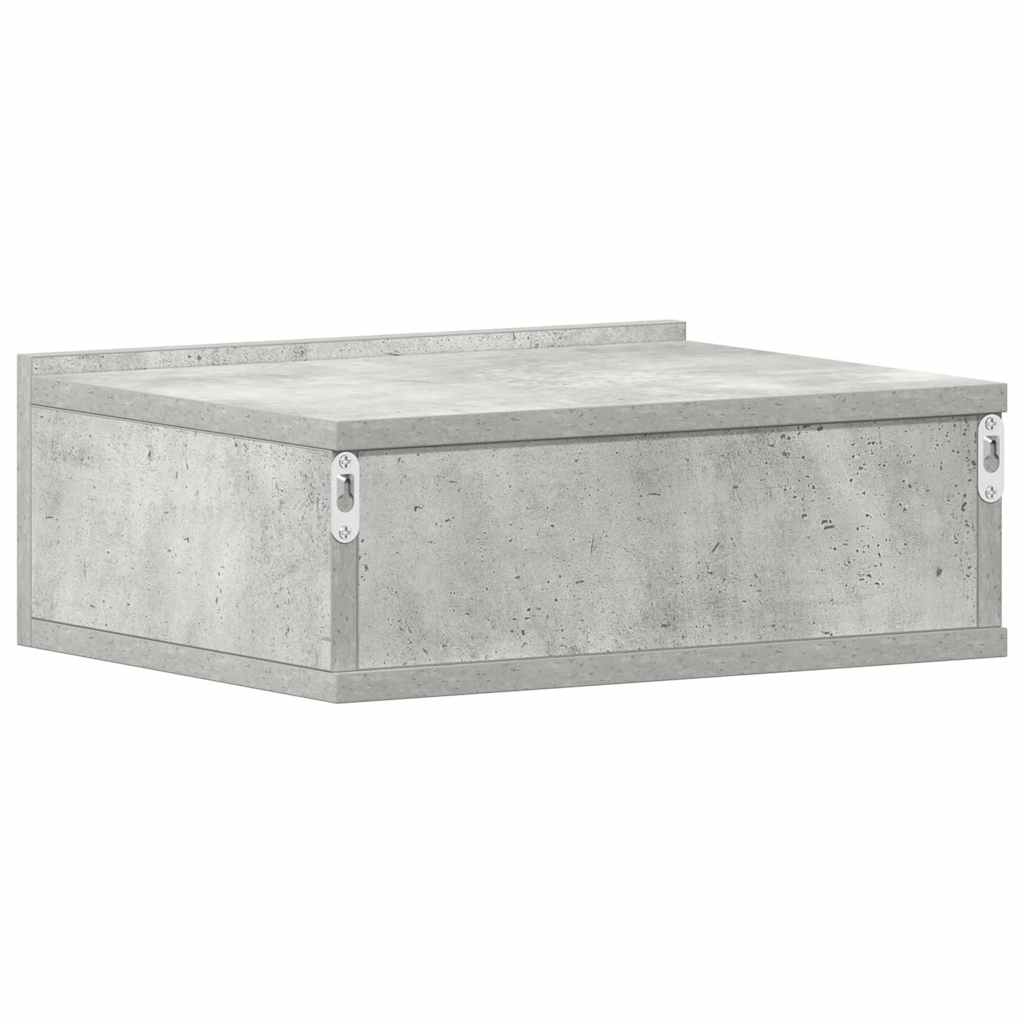 Κομοδίνο Κρεμαστό Γκρι Σκυροδέματος 40x30x15 εκ. από Επεξ. Ξύλο - Pakobazaar