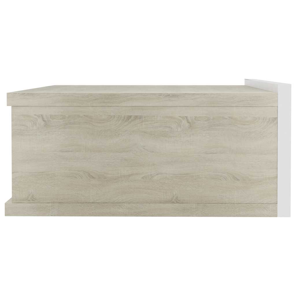 Κομοδίνο Κρεμαστό Λευκό/Sonoma Δρυς 40x30x15 εκ. από Επεξ. Ξύλο