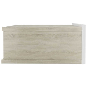 Κομοδίνο Κρεμαστό Λευκό/Sonoma Δρυς 40x30x15 εκ. από Επεξ. Ξύλο