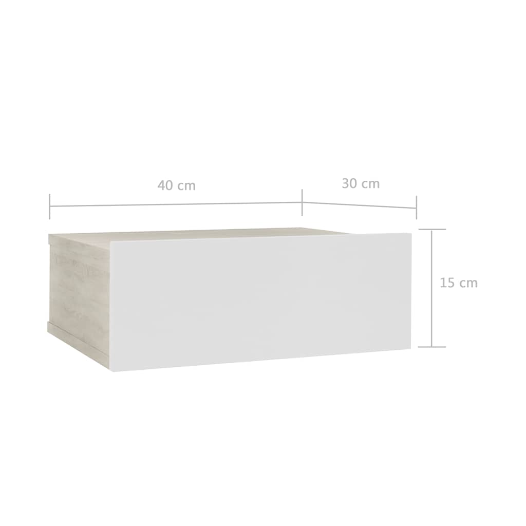 Κομοδίνο Κρεμαστό Λευκό/Sonoma Δρυς 40x30x15 εκ. από Επεξ. Ξύλο