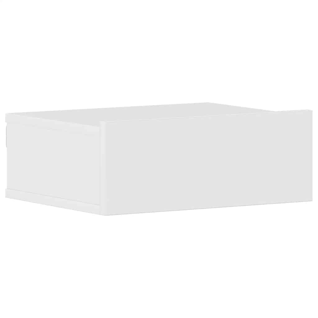 Κομοδίνο Κρεμαστό Γυαλιστερό Λευκό 40x30x15 εκ. από Επεξ. Ξύλο