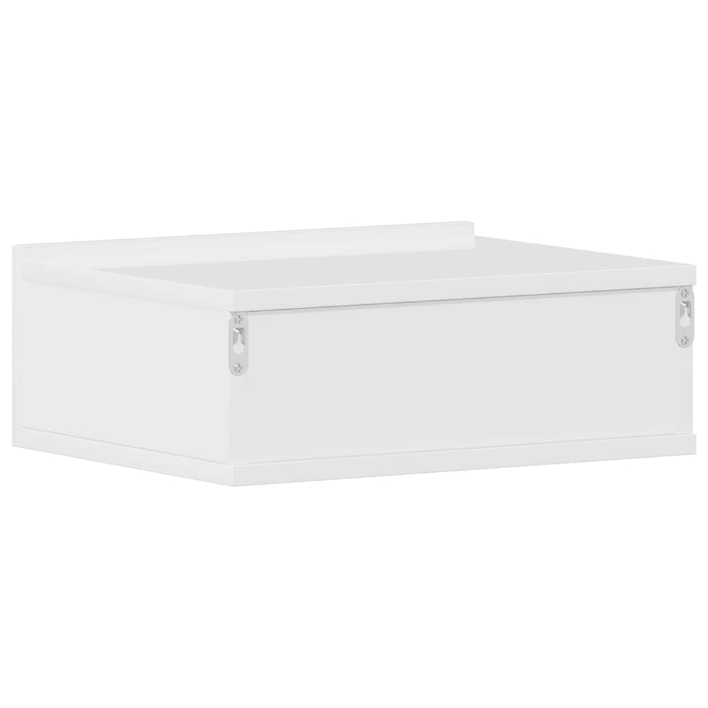 Κομοδίνα Κρεμαστά 2 τεμ. Γυαλ. Λευκό 40x30x15εκ. από Επεξ. Ξύλο