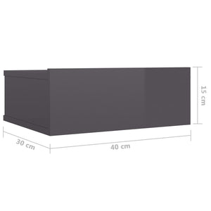 Κομοδίνα Κρεμαστά 2 τεμ. Γυαλ. Γκρι 40x30x15 εκ. Επεξ. Ξύλο