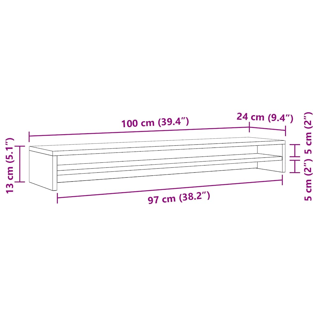 Βάση Οθονών Λευκή 100 x 24 x 13 εκ. από Επεξ. Ξύλο