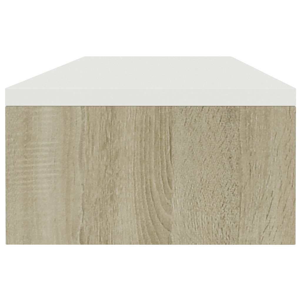 Βάση Οθονών Λευκό/Sonoma Δρυς 100 x 24 x 13 εκ. από Μοριοσανίδα