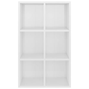 Ραφιέρα/Βιβλιοθήκη Γυαλιστερό Λευκό 66x30x98 εκ. Επεξ. Ξύλο - Pakobazaar