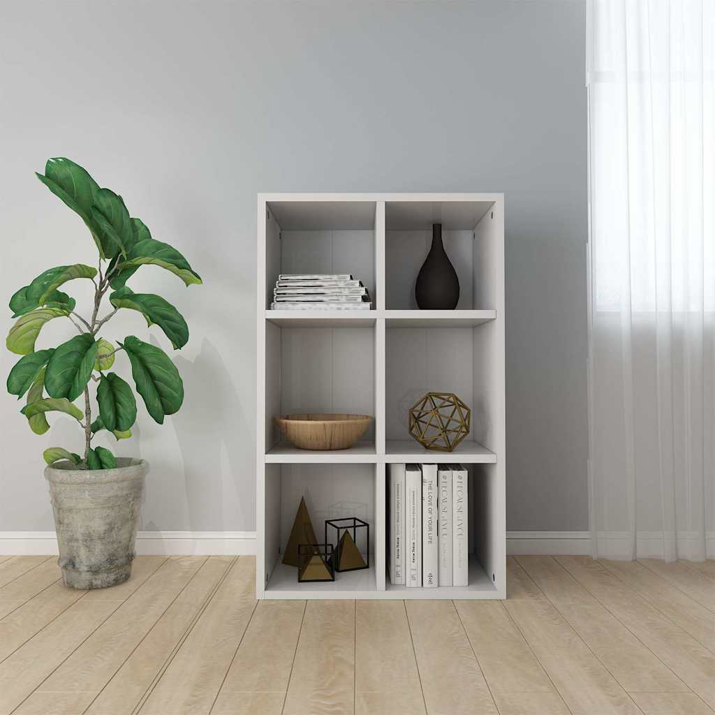 Ραφιέρα/Βιβλιοθήκη Γυαλιστερό Λευκό 66x30x98 εκ. Επεξ. Ξύλο - Pakobazaar